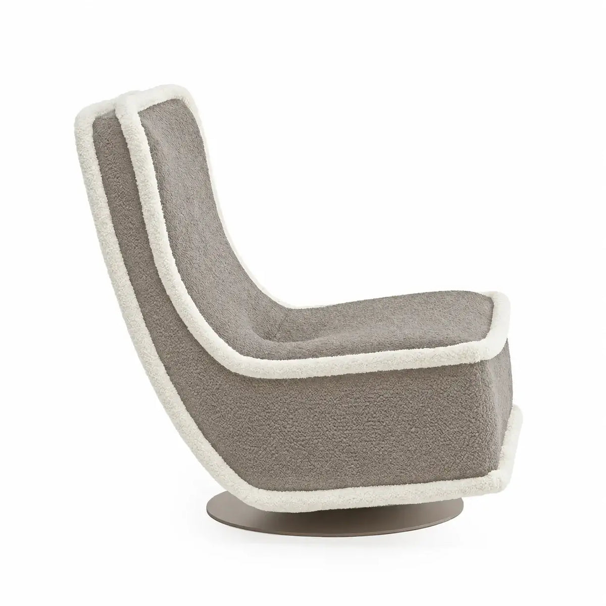 Sculptural Boucle Accent Chair with Curved Arms and Contrast Trim