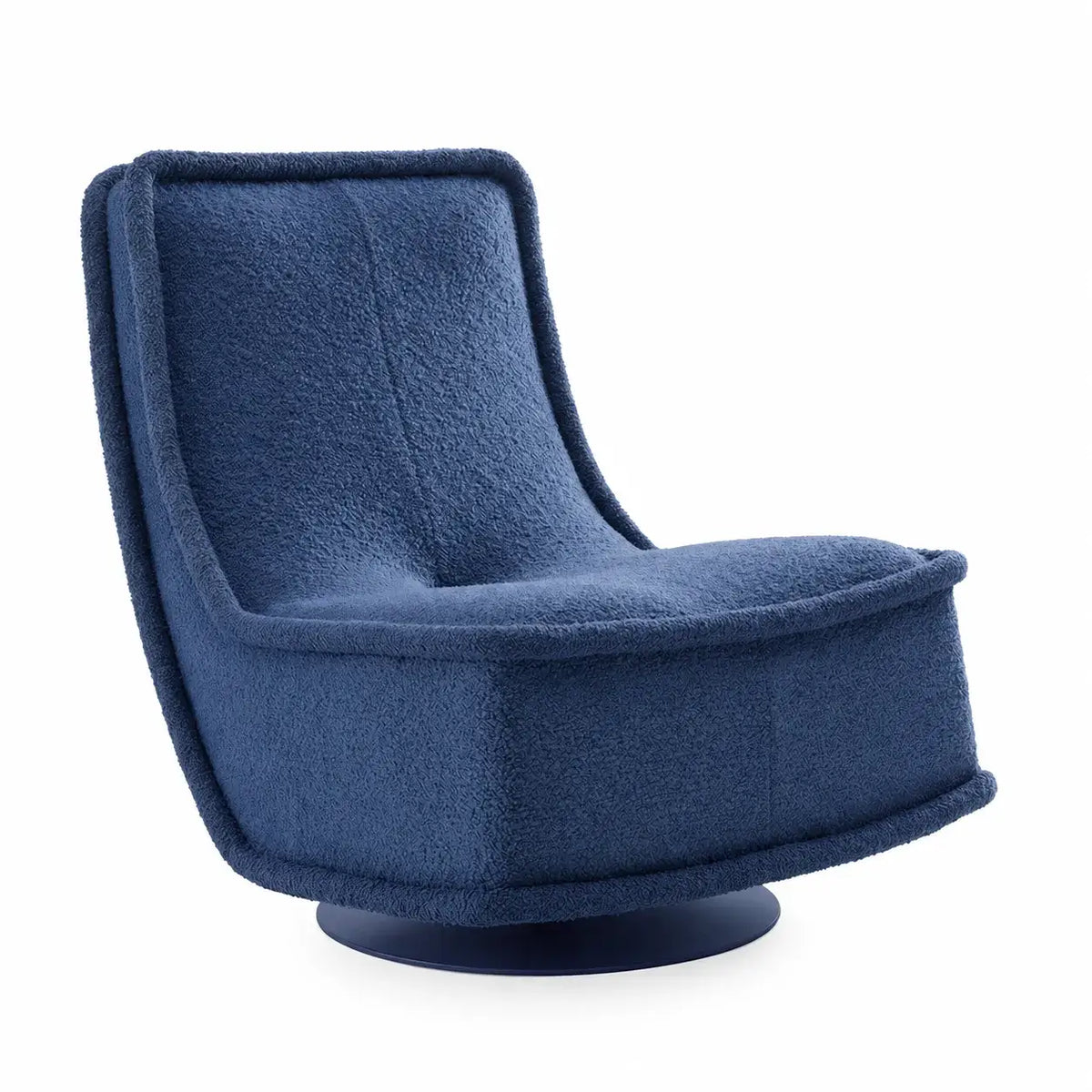Sculptural Boucle Accent Chair with Curved Arms and Contrast Trim