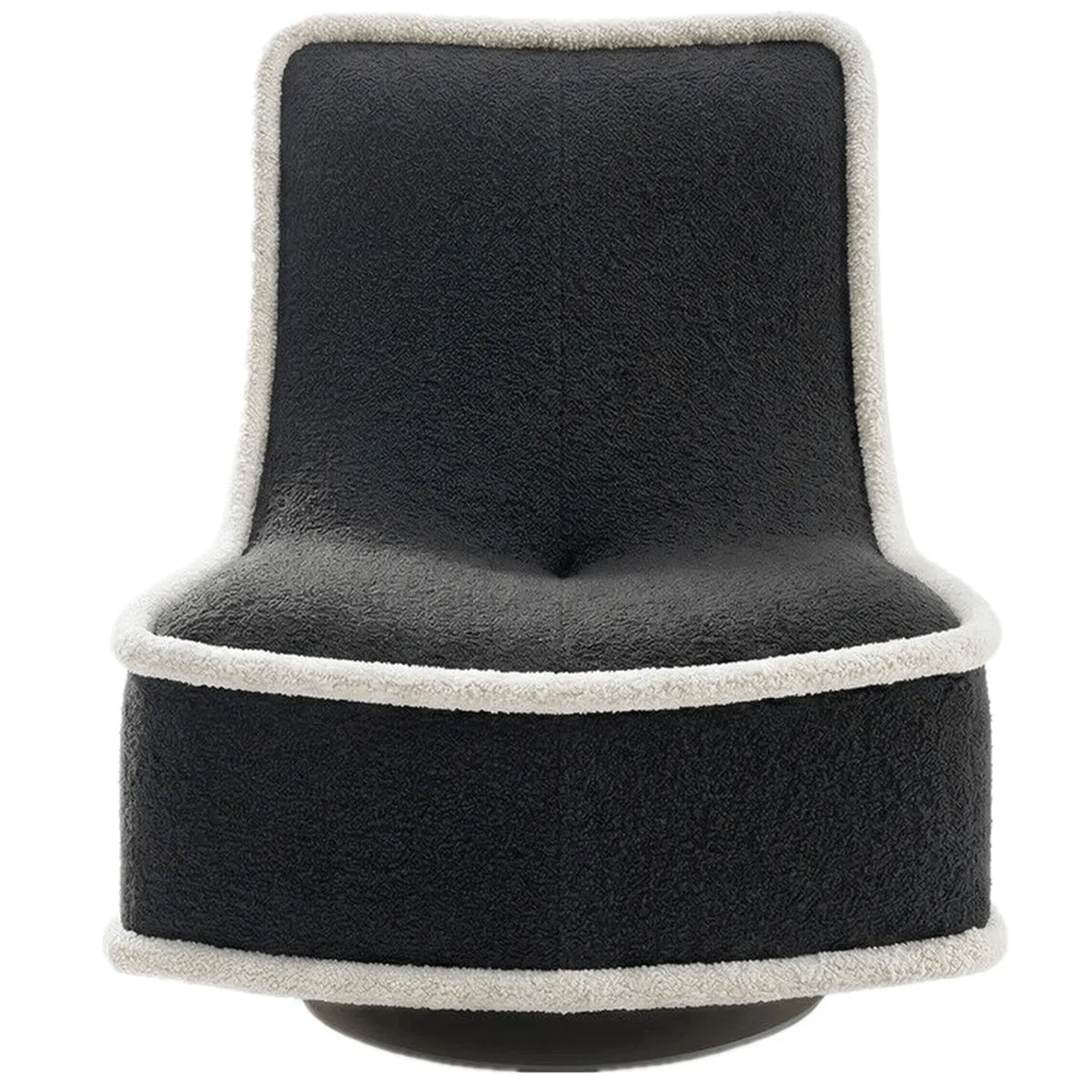 Sculptural Boucle Accent Chair with Curved Arms and Contrast Trim