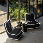 Sculptural Boucle Accent Chair with Curved Arms and Contrast Trim