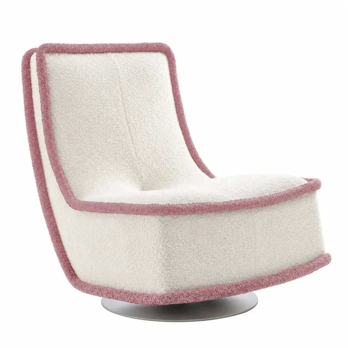 Sculptural Boucle Accent Chair with Curved Arms and Contrast Trim