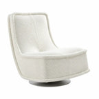Sculptural Boucle Accent Chair with Curved Arms and Contrast Trim