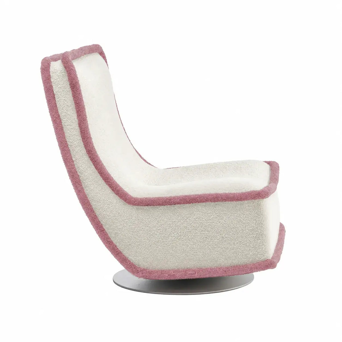 Sculptural Boucle Accent Chair with Curved Arms and Contrast Trim