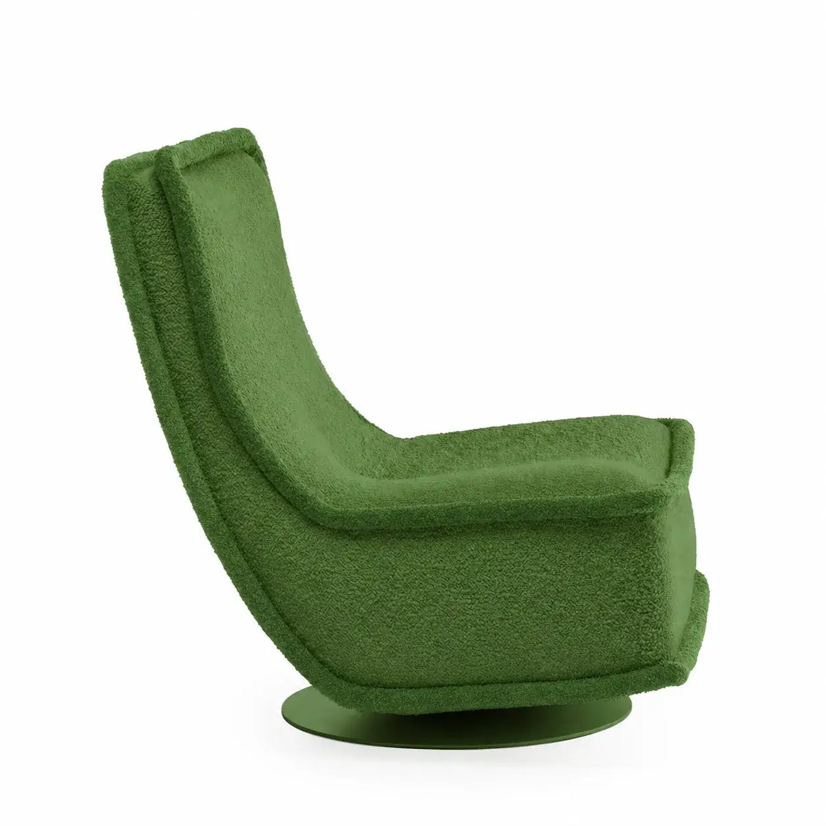 Sculptural Boucle Accent Chair with Curved Arms and Contrast Trim