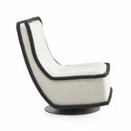 Sculptural Boucle Accent Chair with Curved Arms and Contrast Trim