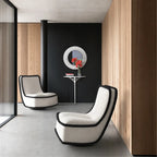 Sculptural Boucle Accent Chair with Curved Arms and Contrast Trim Main Product Image