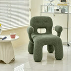 Sculptural Boucle Kids Chair With Rounded Cutout Back and Playful Colors