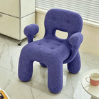 Sculptural Boucle Kids Chair With Rounded Cutout Back and Playful Colors