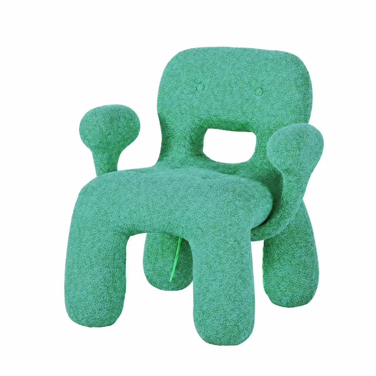Sculptural Boucle Kids Chair With Rounded Cutout Back and Playful Colors