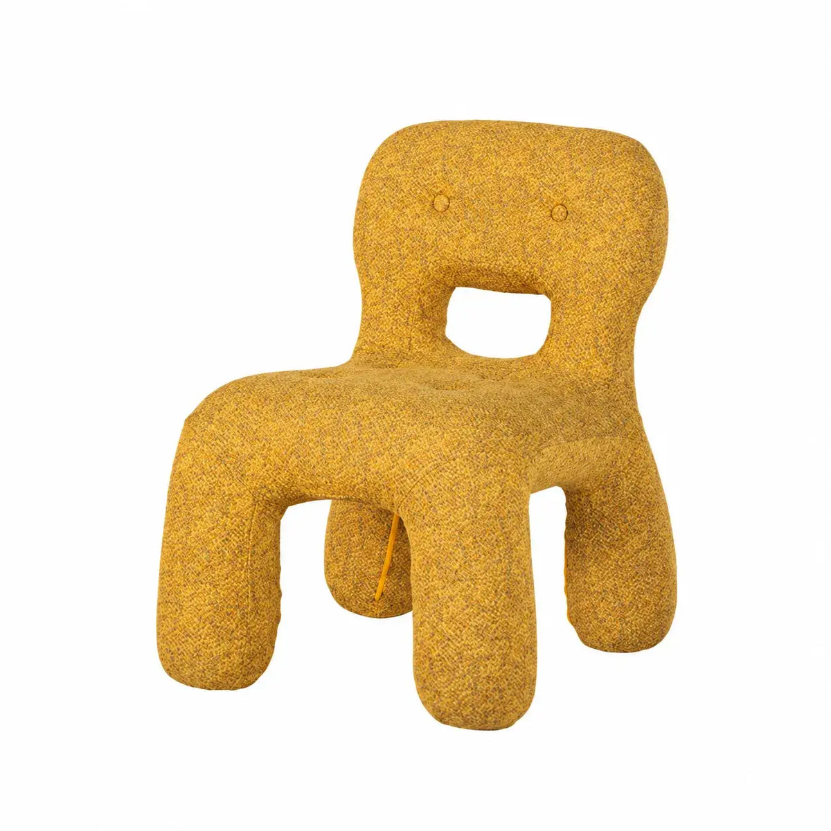 Sculptural Boucle Kids Chair With Rounded Cutout Back and Playful Colors