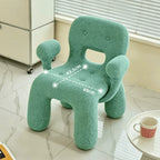 Sculptural Boucle Kids Chair With Rounded Cutout Back and Playful Colors