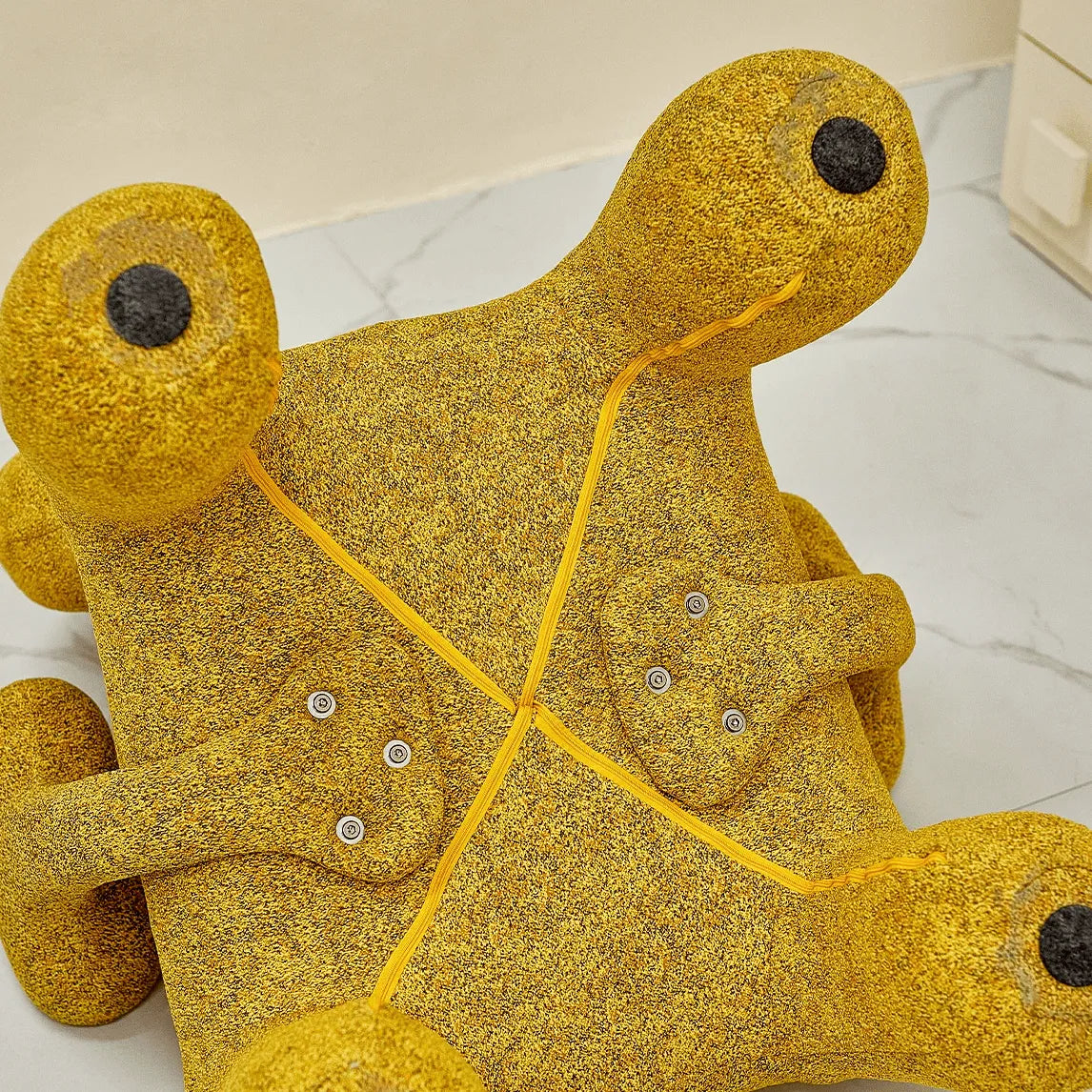 Sculptural Boucle Kids Chair With Rounded Cutout Back and Playful Colors