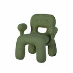 Sculptural Boucle Kids Chair With Rounded Cutout Back and Playful Colors