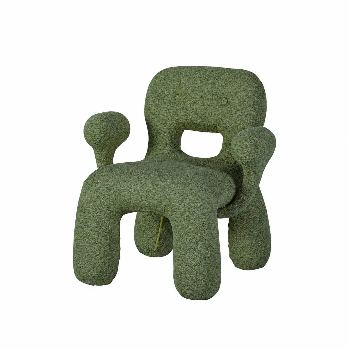 Sculptural Boucle Kids Chair With Rounded Cutout Back and Playful Colors