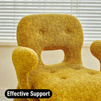 Sculptural Boucle Kids Chair With Rounded Cutout Back and Playful Colors