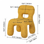 Sculptural Boucle Kids Chair With Rounded Cutout Back and Playful Colors Dimensions