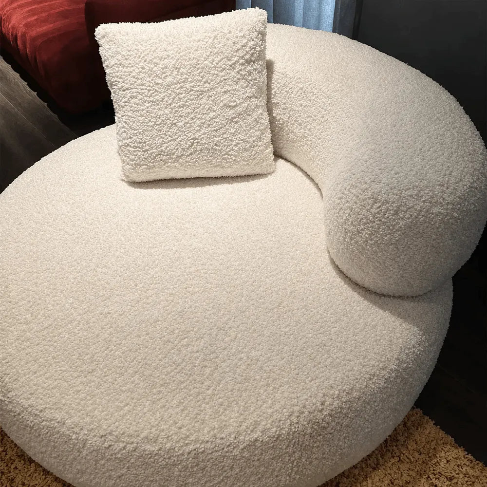 Sculptural Boucle Sofa Lounge Chair with Wide Seat and Rounded Silhouette