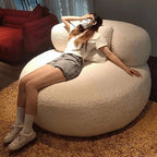 Sculptural Boucle Sofa Lounge Chair with Wide Seat and Rounded Silhouette