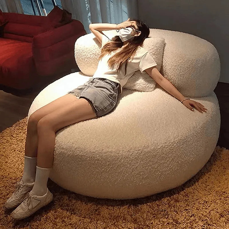 Sculptural Boucle Sofa Lounge Chair with Wide Seat and Rounded Silhouette