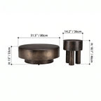 Sculptural Brushed Stainless Steel Coffee Table Set with Aged Bronze Finish