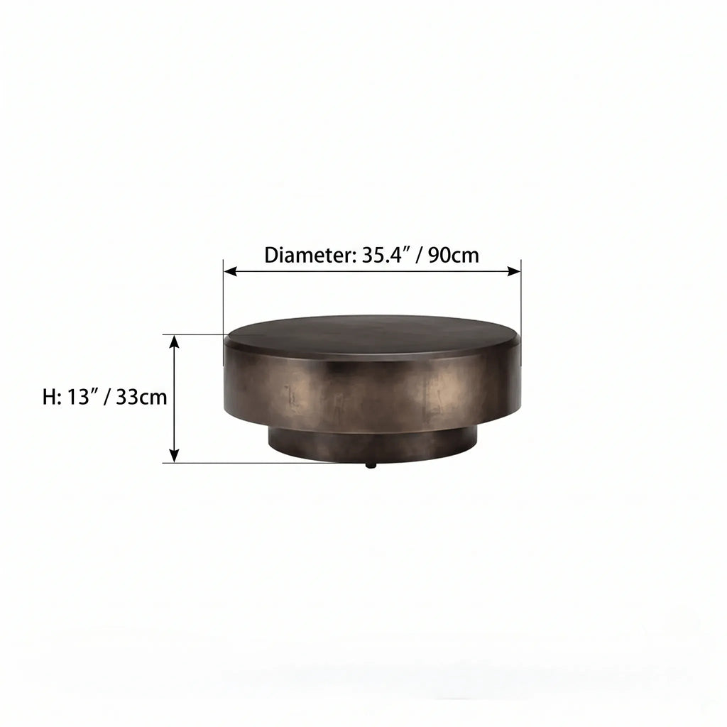 Sculptural Brushed Stainless Steel Coffee Table Set with Aged Bronze Finish Dimensions