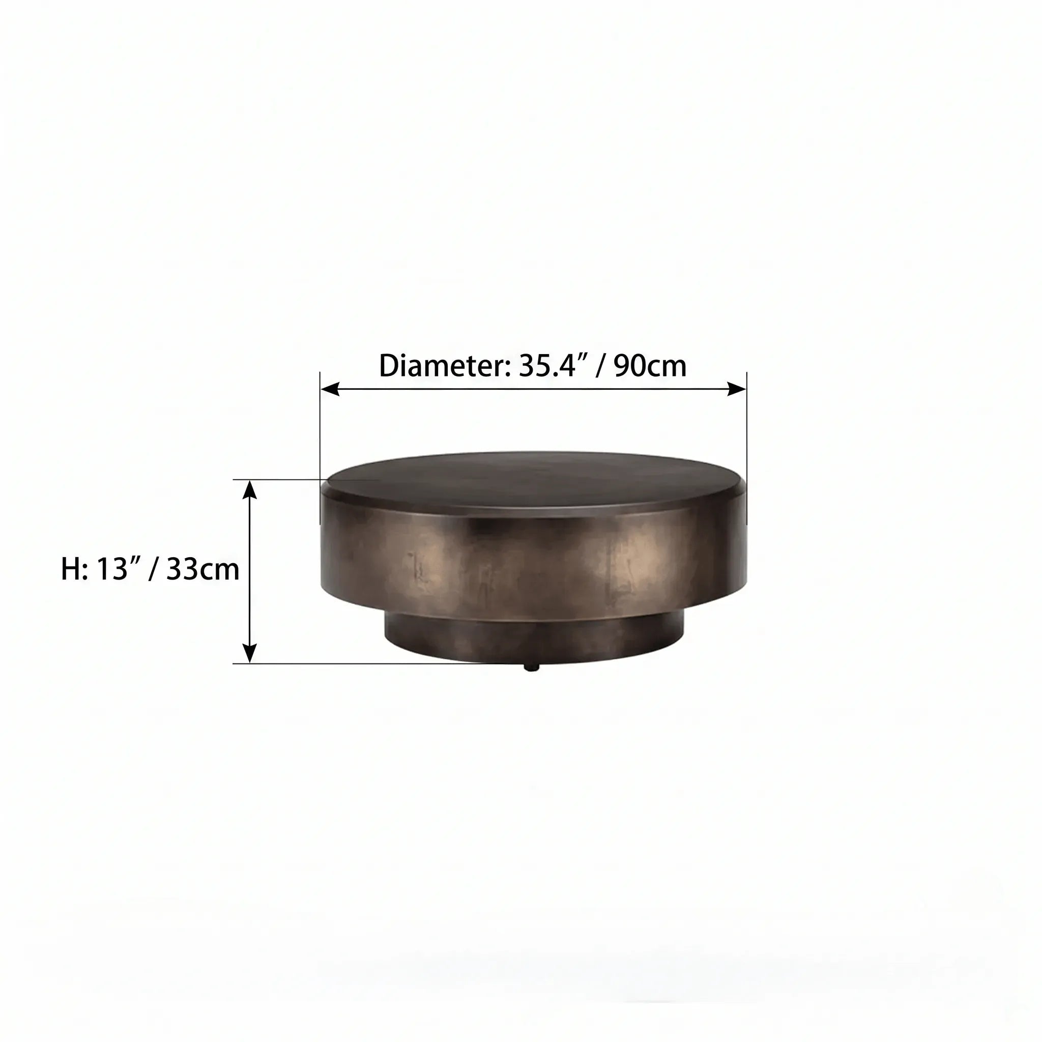 Sculptural Brushed Stainless Steel Coffee Table Set with Aged Bronze Finish Dimensions