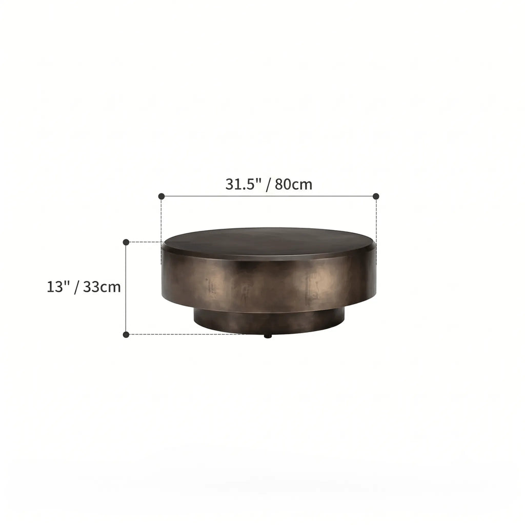 Sculptural Brushed Stainless Steel Coffee Table Set with Aged Bronze Finish Dimensions