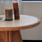 Sculptural Burlwood Dining Table With Carved Edge and Round Pedestal