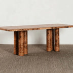 Sculptural Burlwood Dining Table with Rounded Corners and Column Base Main Product Image