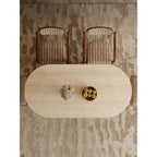 Sculptural Burlwood Dining Table With Travertine Top and Pedestal Base