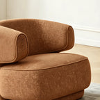 Sculptural Caramel Chenille Accent Chair with Armless Curved Silhouette