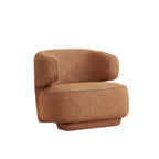 Sculptural Caramel Chenille Accent Chair with Armless Curved Silhouette