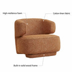 Sculptural Caramel Chenille Accent Chair with Armless Curved Silhouette