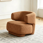 Sculptural Caramel Chenille Accent Chair with Armless Curved Silhouette