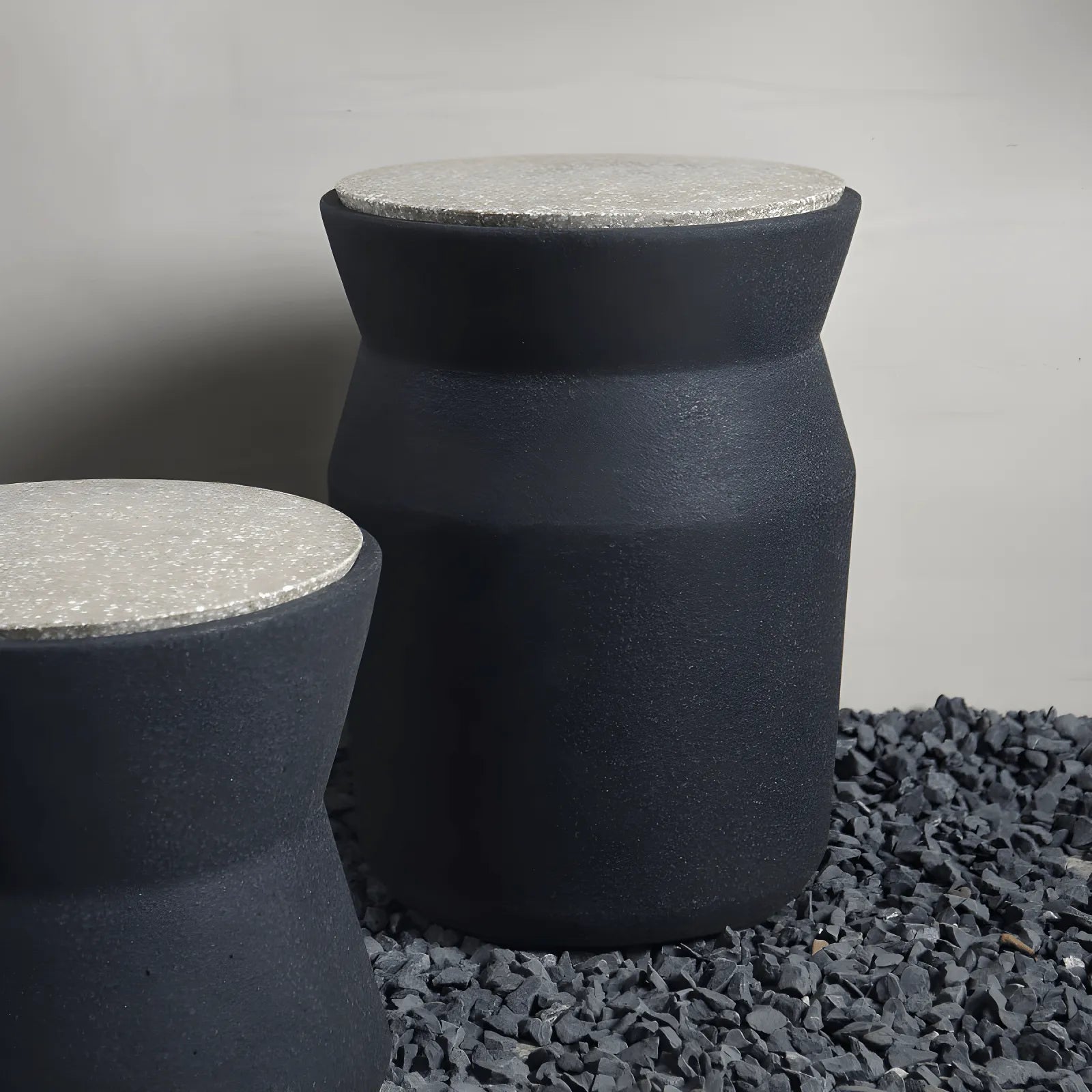 Sculptural Cement Drum Side Table Series in Wabi-Sabi Mineral Tones Image secondaire du produit