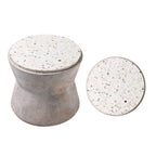 Sculptural Cement Drum Side Table Series in Wabi-Sabi Mineral Tones