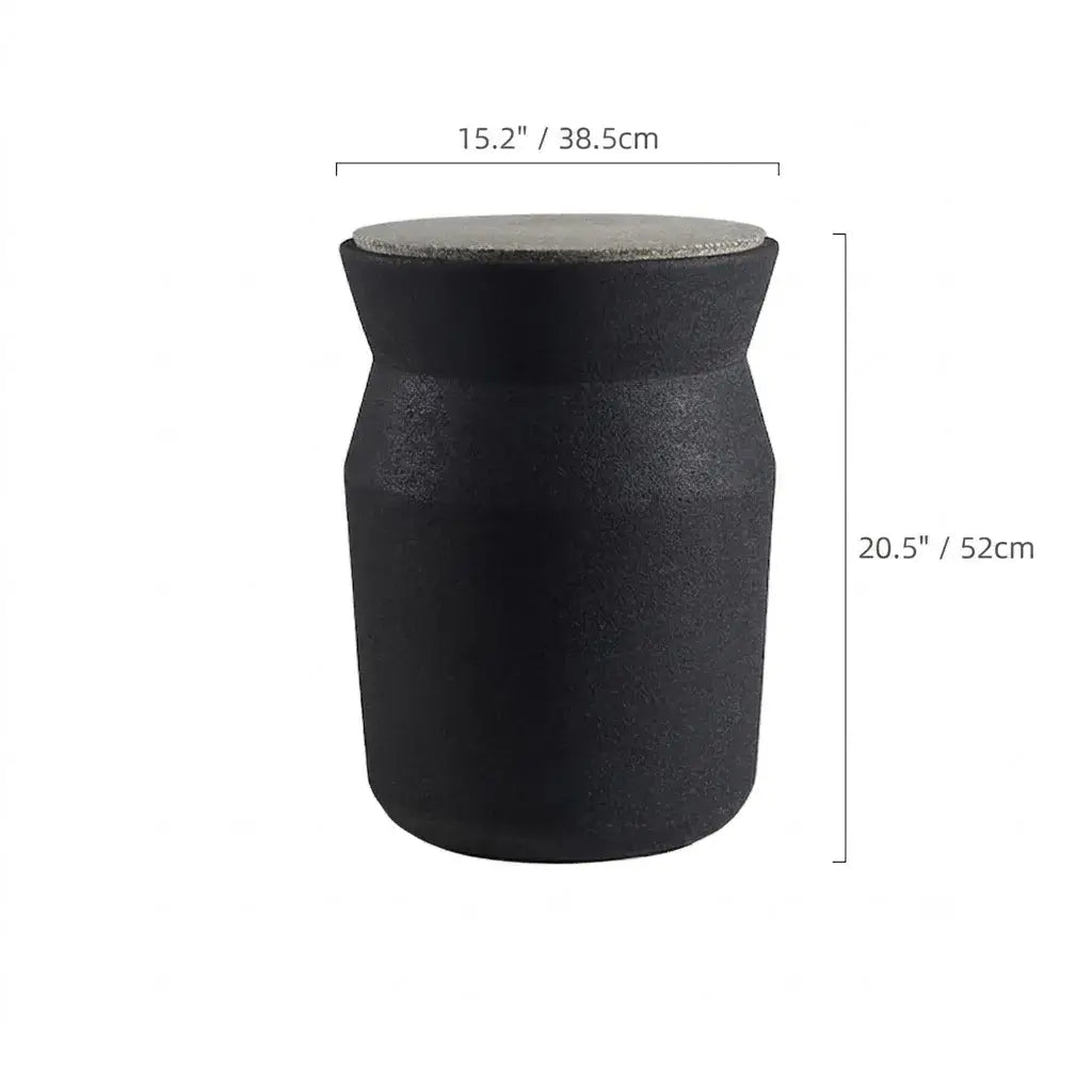 Sculptural Cement Drum Side Table Series in Wabi-Sabi Mineral Tones Dimensions