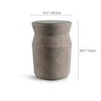 Sculptural Cement Drum Side Table Series in Wabi-Sabi Mineral Tones Dimensions