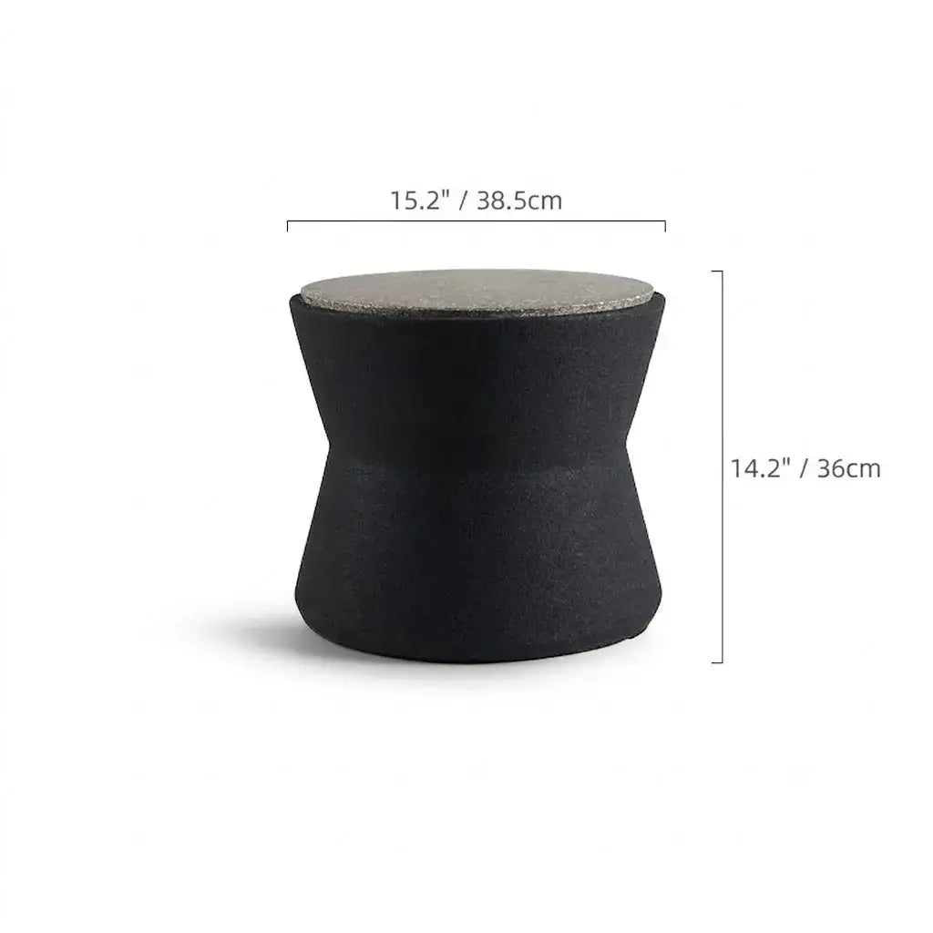 Sculptural Cement Drum Side Table Series in Wabi-Sabi Mineral Tones Dimensions