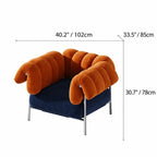 Sculptural Chenille Accent Chair with Curved Arms and Metal Base Dimensions
