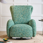 Sculptural Chenille Swivel Armchair With High Back and Steel Base