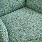 Sculptural Chenille Swivel Armchair With High Back and Steel Base