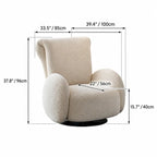 Sculptural Chenille Swivel Armchair With High Back and Steel Base