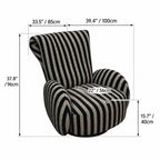 Sculptural Chenille Swivel Armchair With High Back and Steel Base