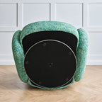 Sculptural Chenille Swivel Armchair With High Back and Steel Base