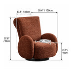Sculptural Chenille Swivel Armchair With High Back and Steel Base