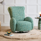 Sculptural Chenille Swivel Armchair With High Back and Steel Base Main Product Image