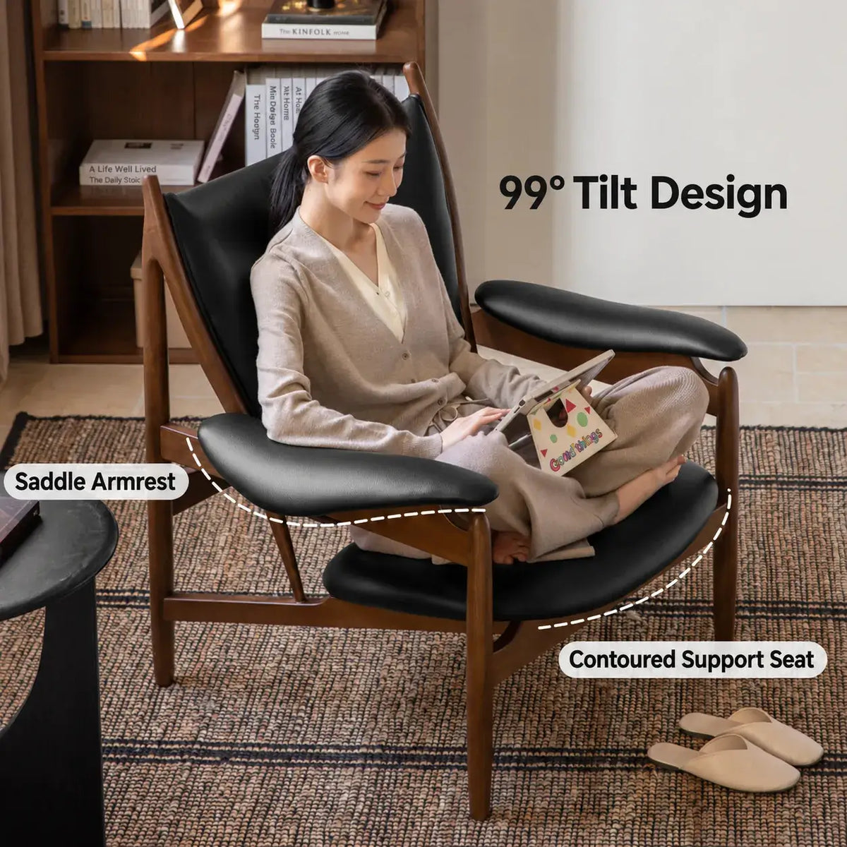 Sculptural Chieftains Chair with Saddle Arms, Floating Seat Appeal