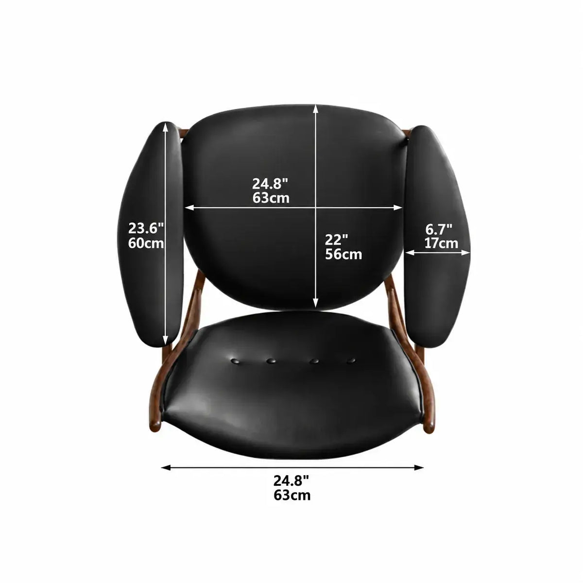 Sculptural Chieftains Chair with Saddle Arms, Floating Seat Appeal Dimensions
