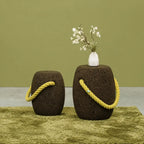 Sculptural Coffee Cork Stool and Natural Cork Side Table with Rope Handle